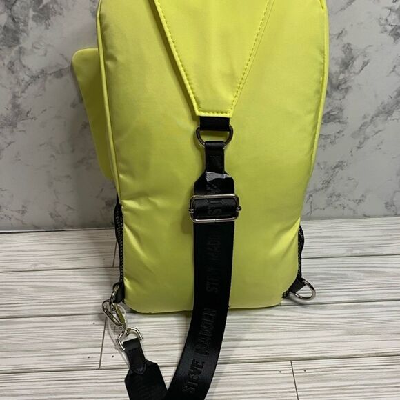 NWT Steve Madden Lemon Yellow Green Black  Bromano sling backpack one strap bag